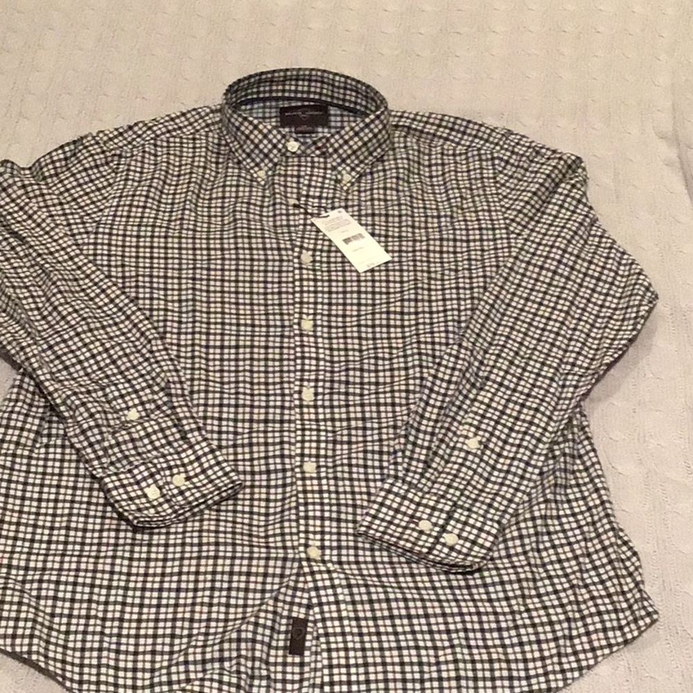 NWT Black Brown 1826 button up dress shirt-size L